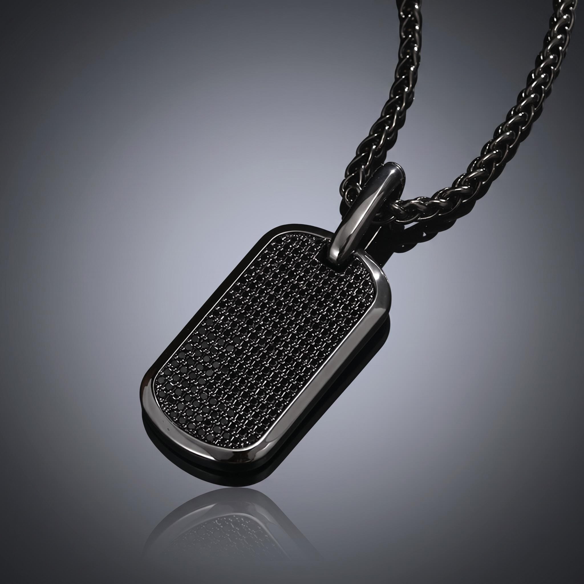 Iced Men's Dog Tag Pendant in Black Gold Iced Men's Dog Tag Pendant in Black Gold