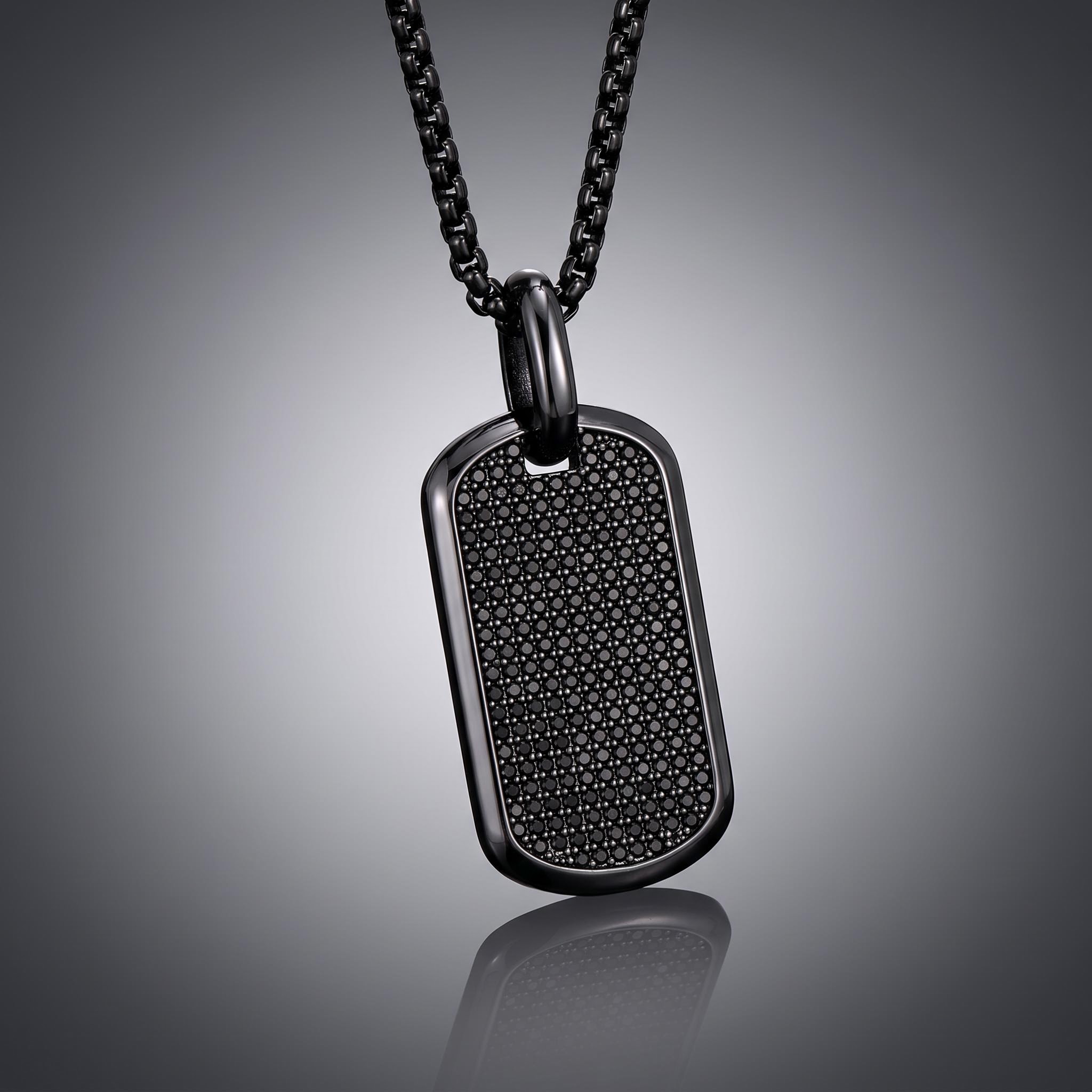 Iced Men's Dog Tag Pendant in Black Gold Iced Men's Dog Tag Pendant in Black Gold