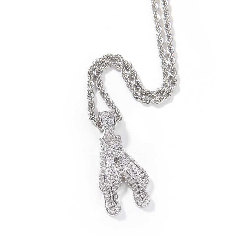  Custom Iced Drip Letters Name Pendant in White Gold