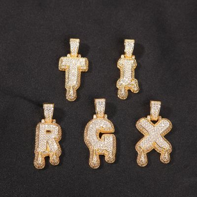Custom Iced Drip Letters Name Pendant in Gold