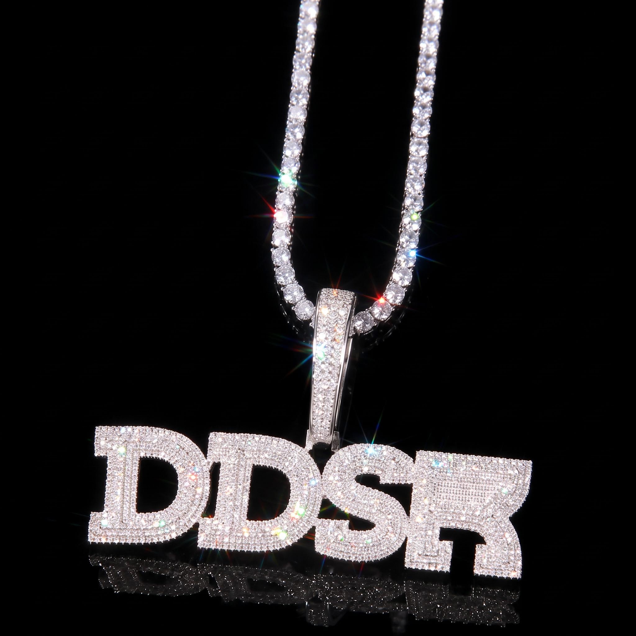 Custom Micro Pave Name Pendant in White Gold Custom Micro Pave Name Pendant in White Gold
