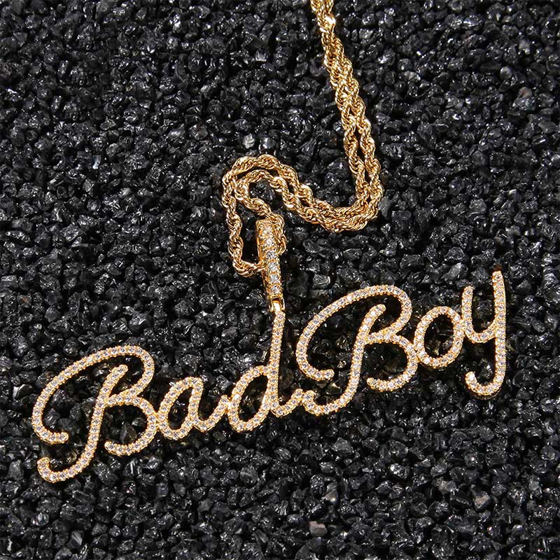 Custom Crystal Name Pendant in Gold