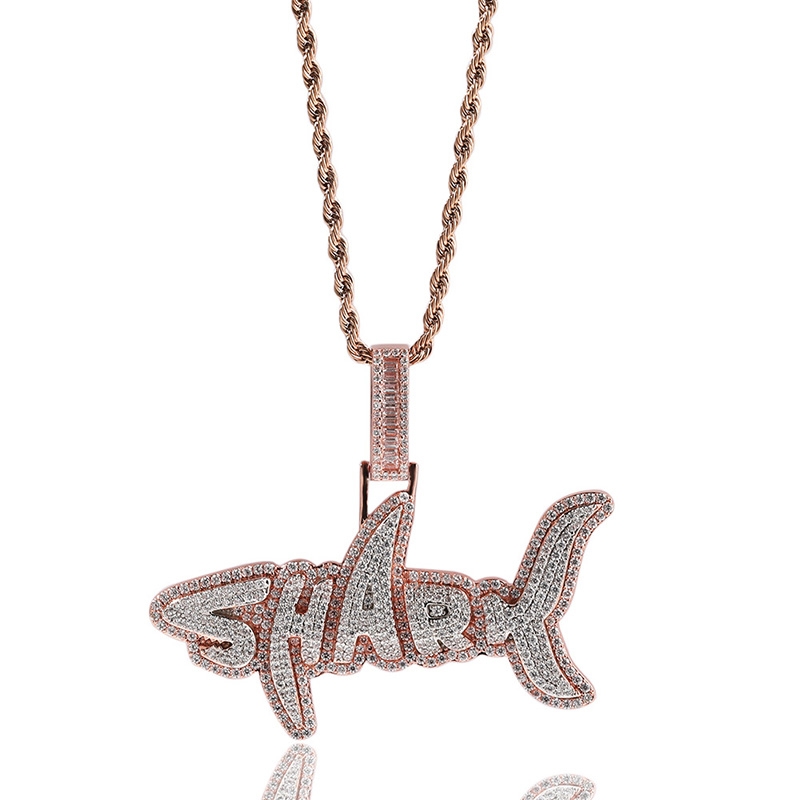 Two Tone Shark Letter Pendant