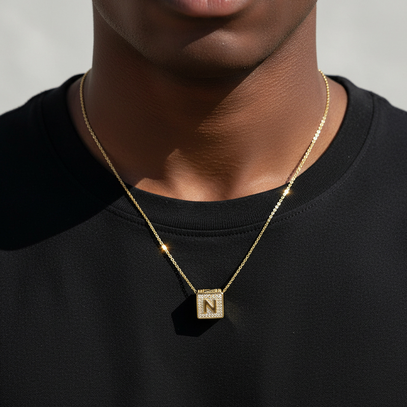 Iced 26 Cube Letters Necklace
