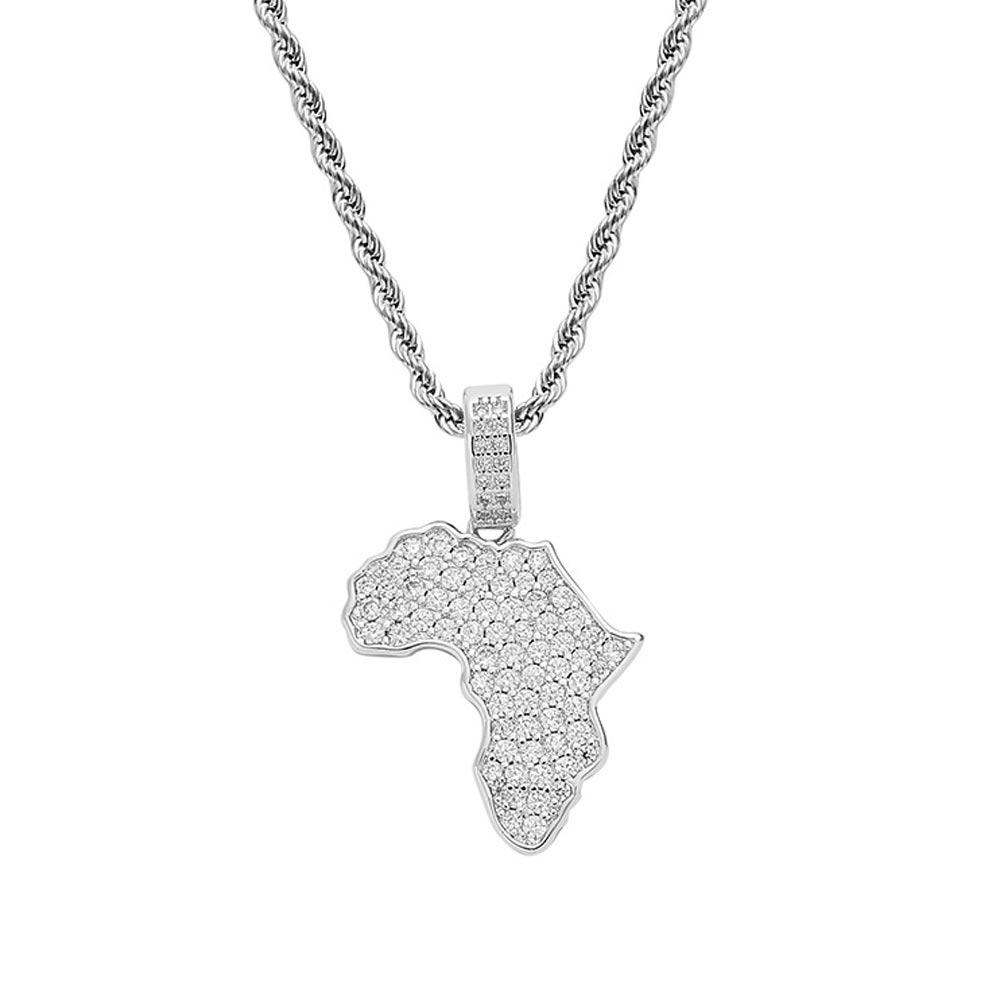 Micro Paved Africa Map Pendant