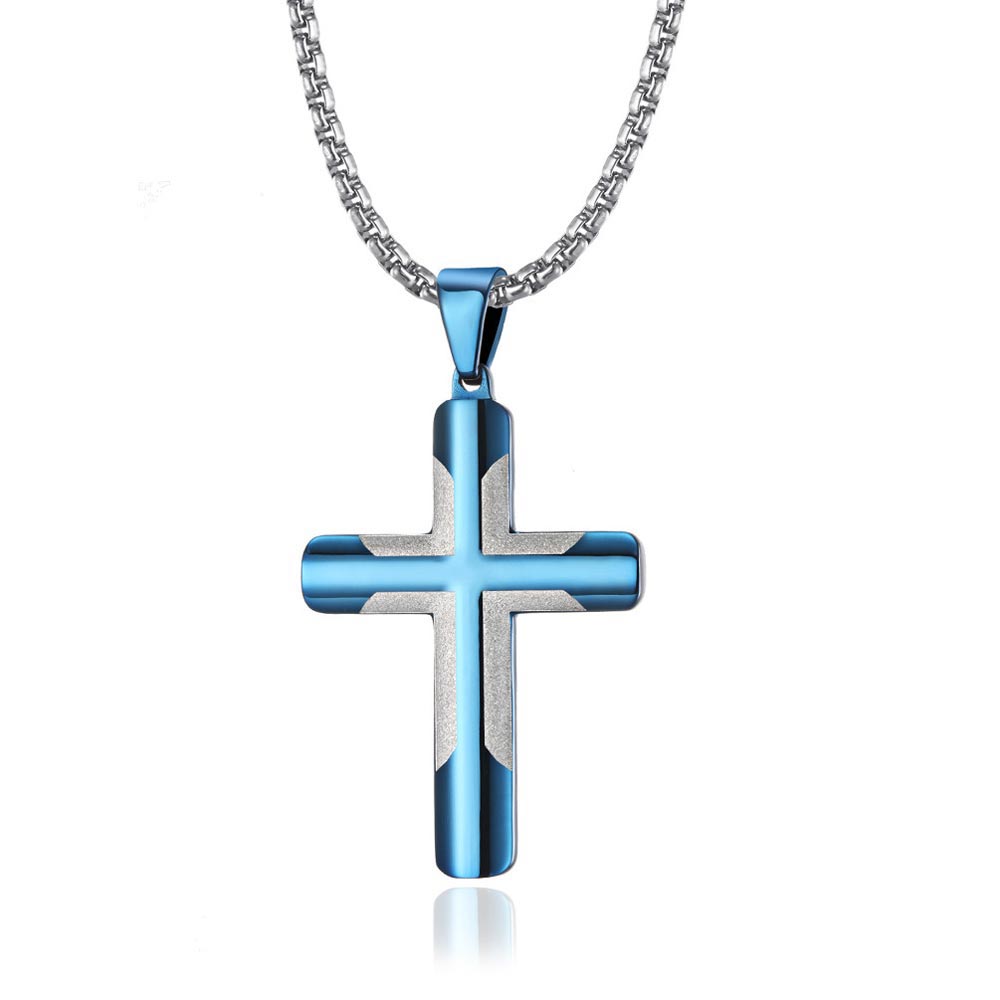 Stainless Steel Camber Two-tone Cross Pendant