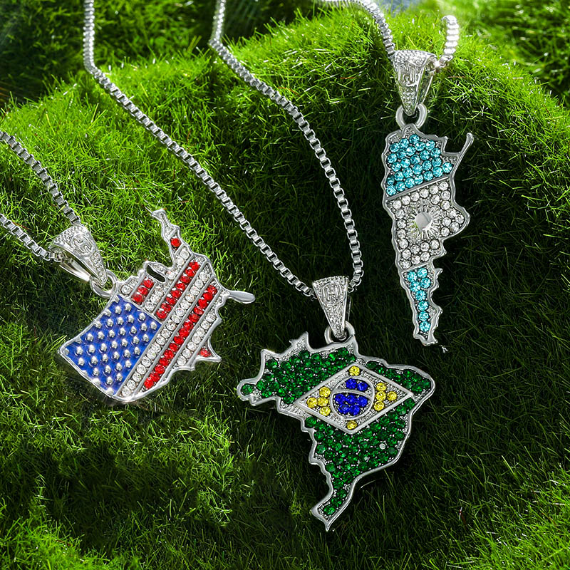  Iced Country Map Flag Pendant