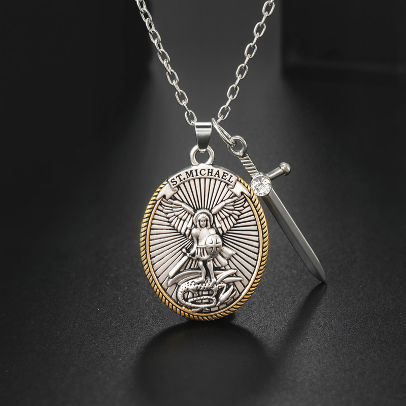 St. Michael Shield and Sword Protection Pendant St. Michael Shield and Sword Protection Pendant