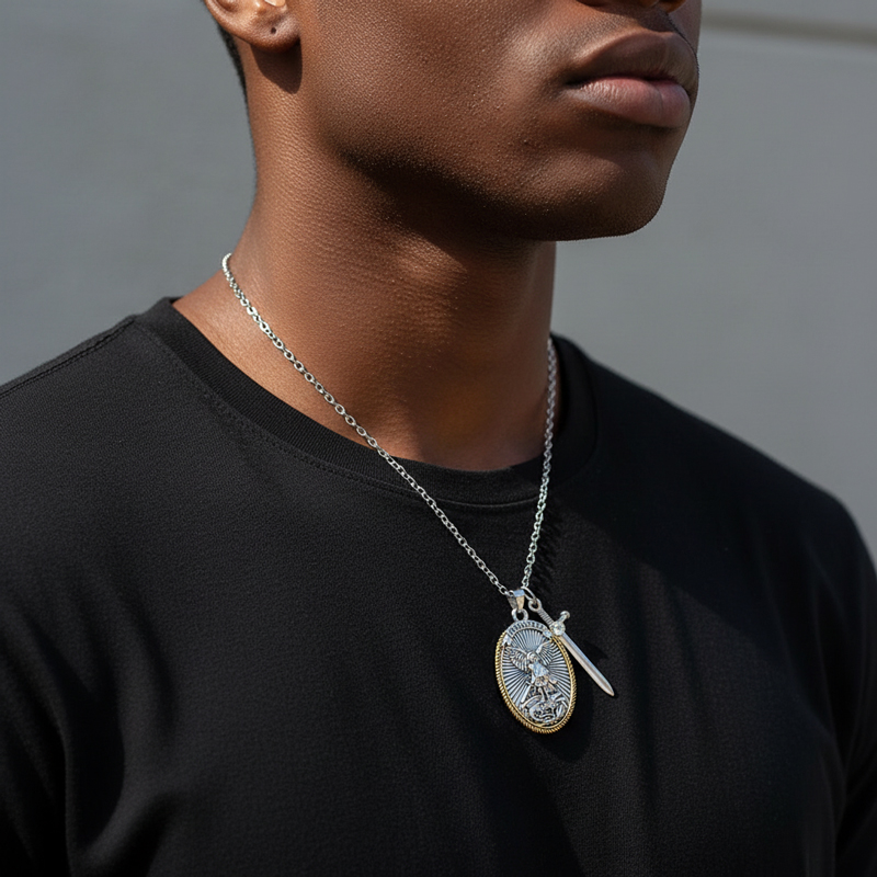 St. Michael Shield and Sword Protection Pendant St. Michael Shield and Sword Protection Pendant