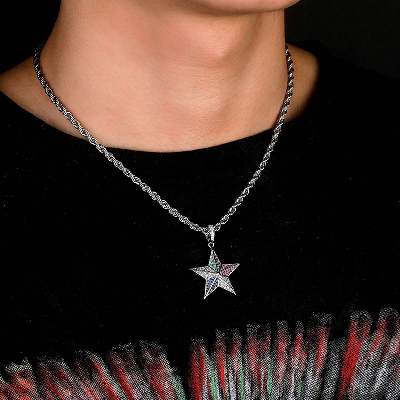  Iced Colorful Star Pendant