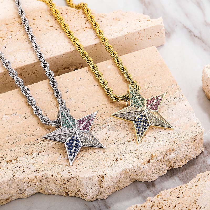  Iced Colorful Star Pendant