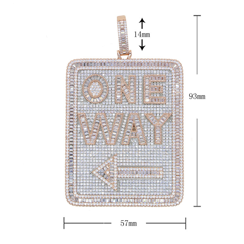 Iced Baguette One Way Street Traffic Sign Pendant