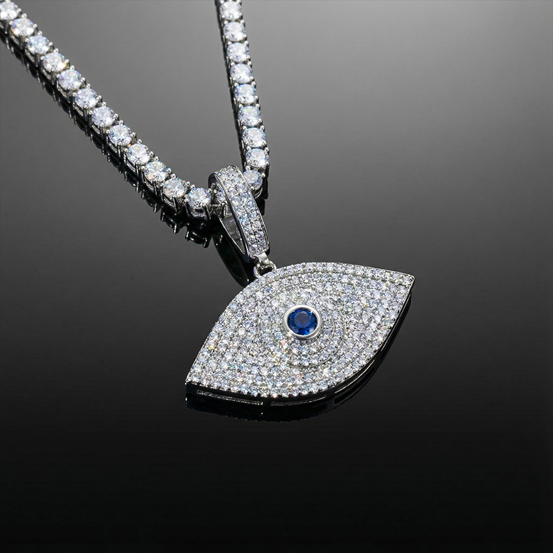 Iced Sapphire Evil Eye Pendant Iced Sapphire Evil Eye Pendant
