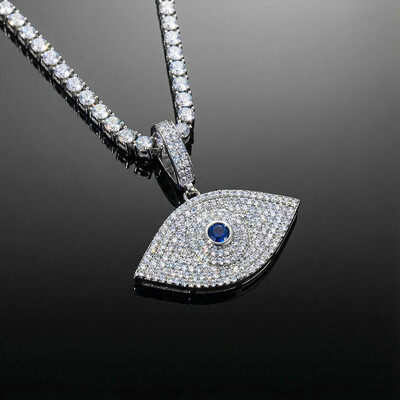 Iced Sapphire Evil Eye Pendant