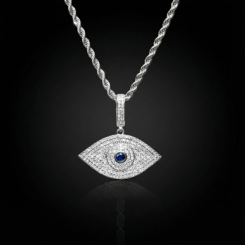 Iced Sapphire Evil Eye Pendant Iced Sapphire Evil Eye Pendant