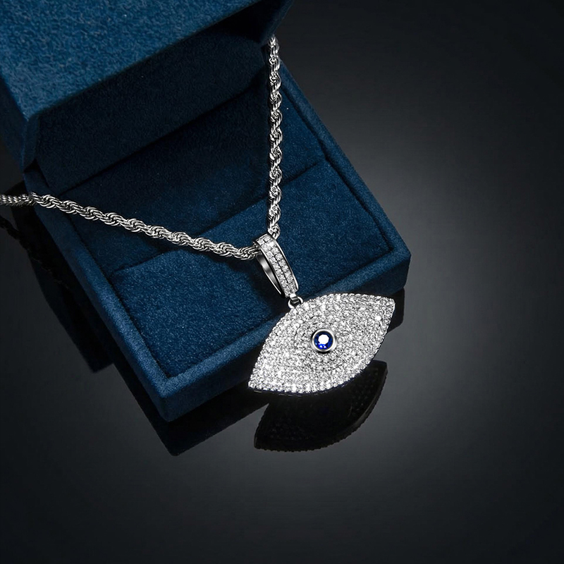 Iced Sapphire Evil Eye Pendant Iced Sapphire Evil Eye Pendant