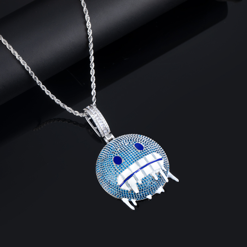  Iced Cold Face Pendant-Blue/White