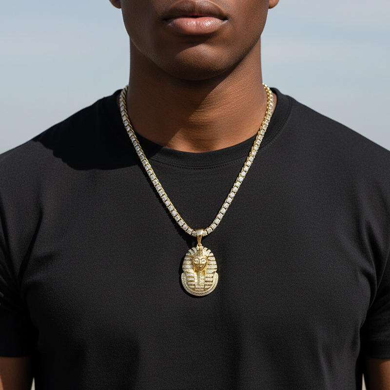 Iced Pharaoh Pendant in Gold Iced Pharaoh Pendant in Gold