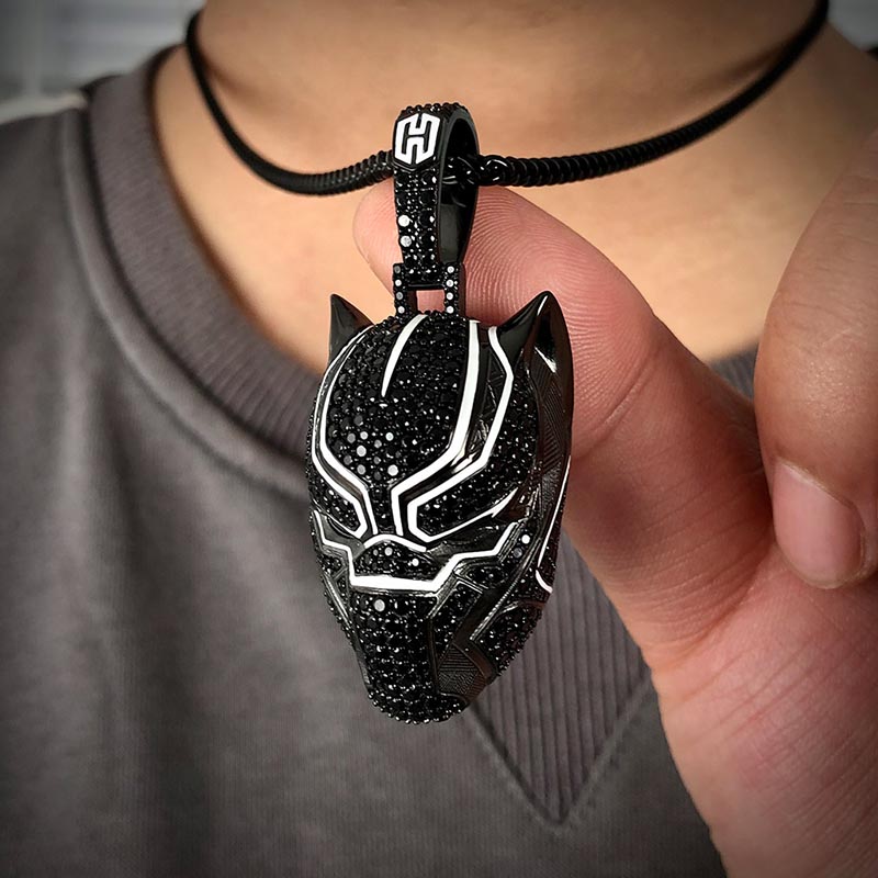  Iced Black Panther Pendant in Black Gold