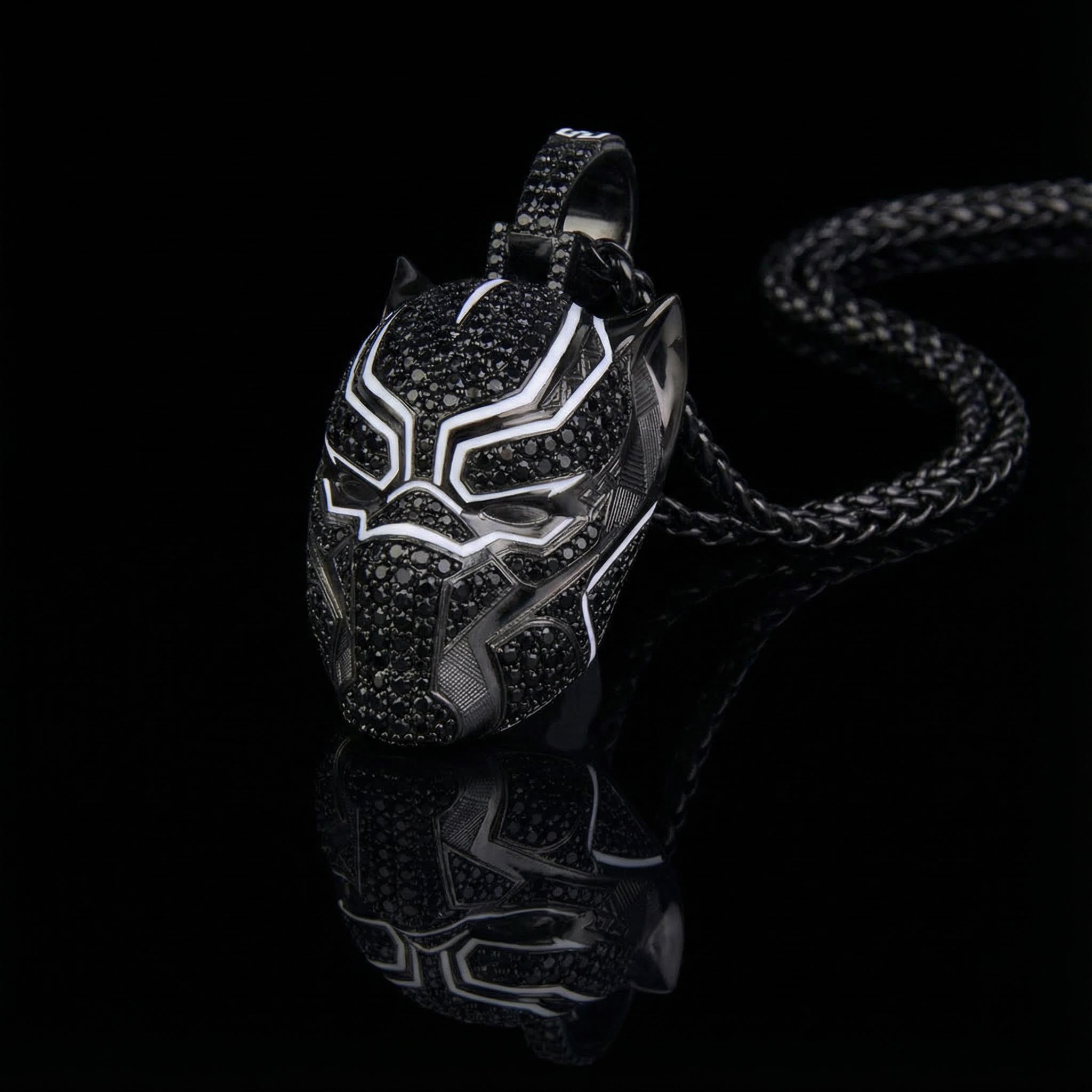  Iced Black Panther Pendant in Black Gold