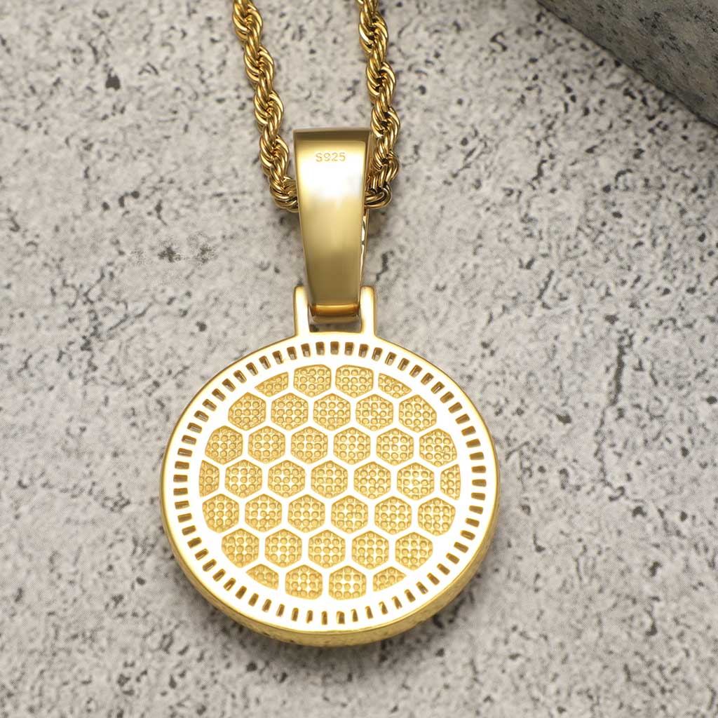 Iced Lion Pendant in Gold