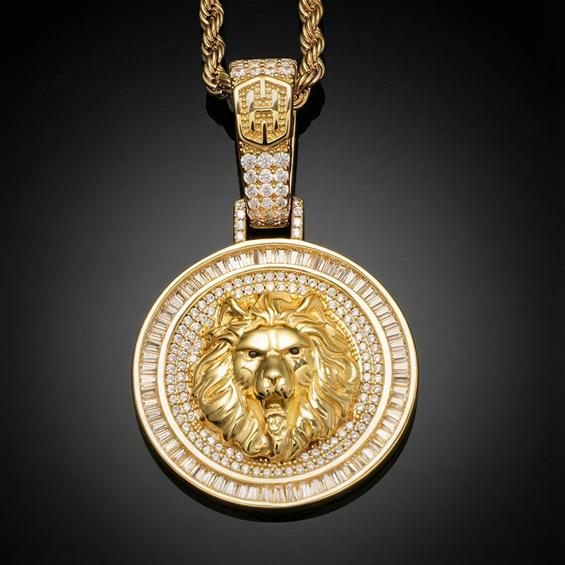 Iced Lion Pendant in Gold Iced Lion Pendant in Gold