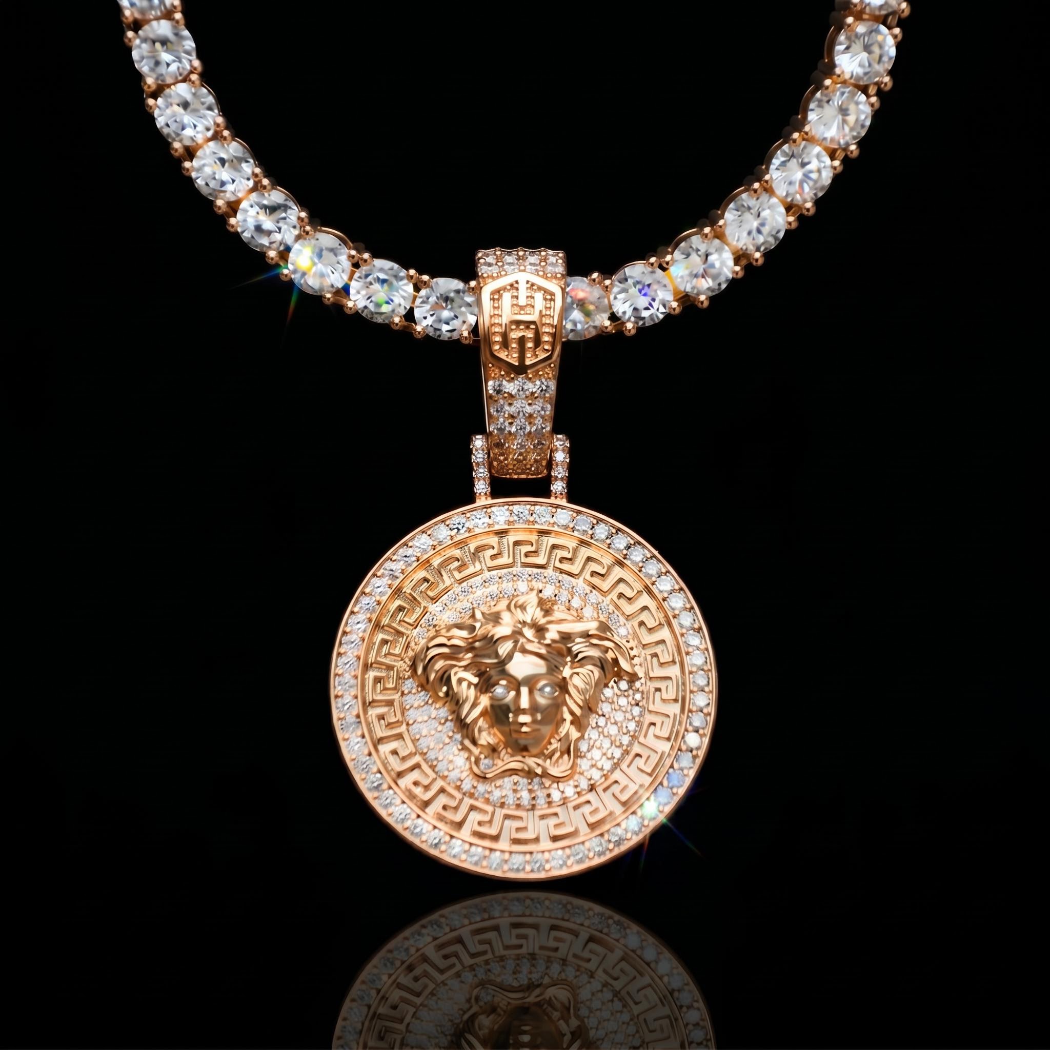 Iced Snake Hair Banshee Pendant in Gold Iced Snake Hair Banshee Pendant in Gold