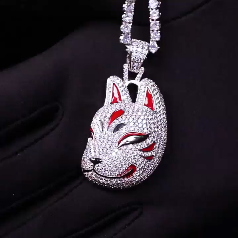 Iced Fox Pendant in White Gold