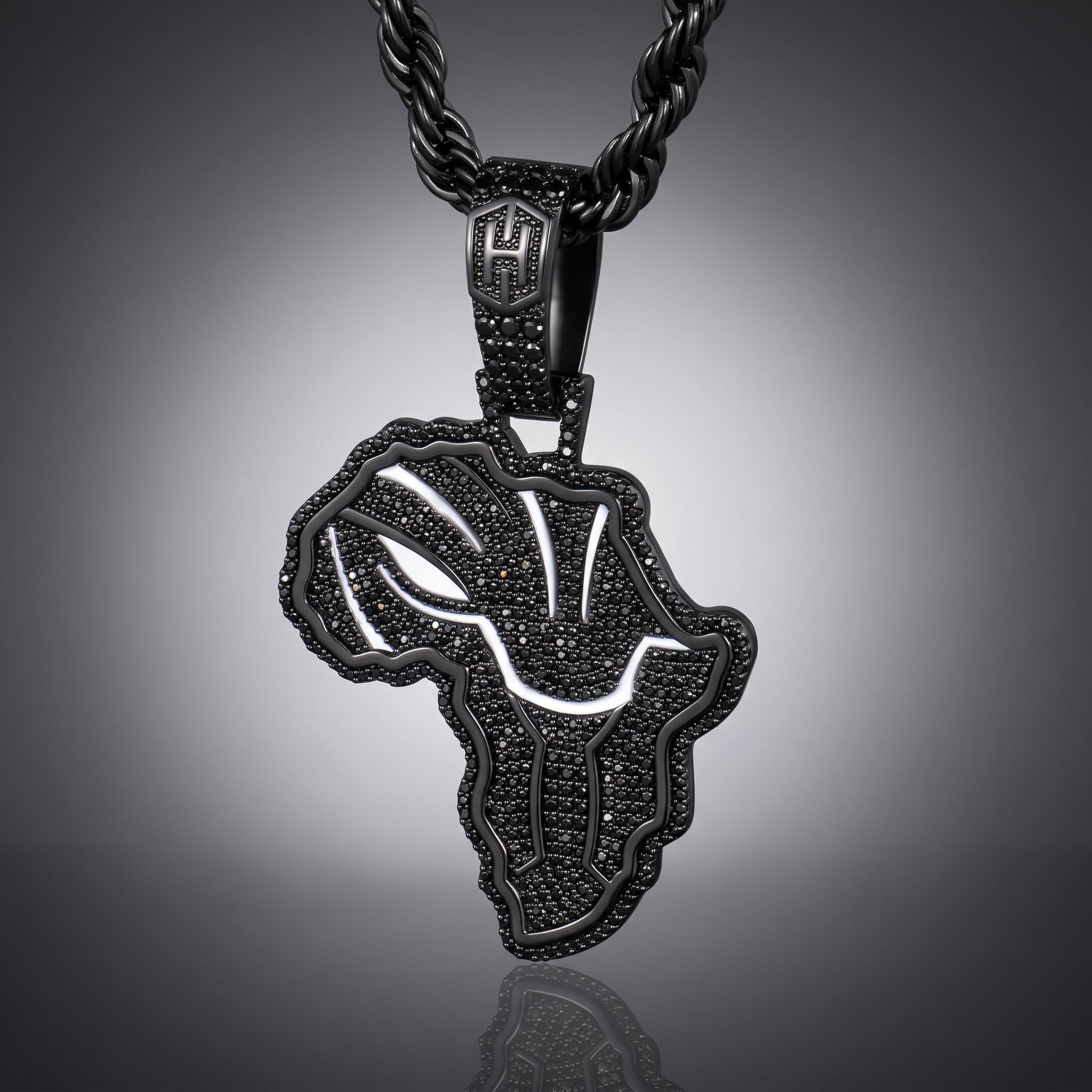 Iced African Black Panther Map in Black Gold Iced African Black Panther Map in Black Gold