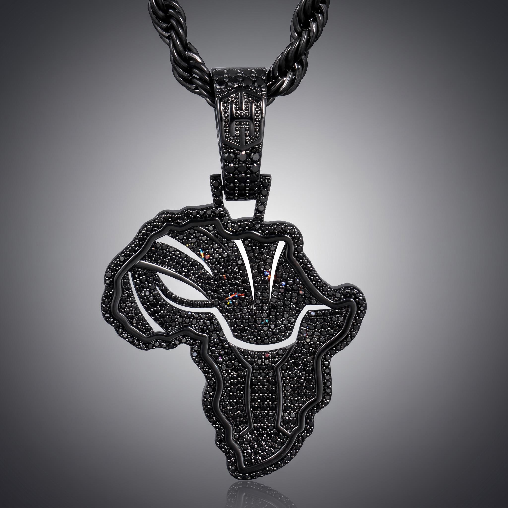 Iced African Black Panther Map in Black Gold Iced African Black Panther Map in Black Gold