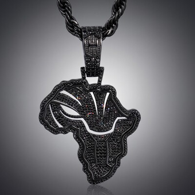 Iced African Black Panther Map in Black Gold
