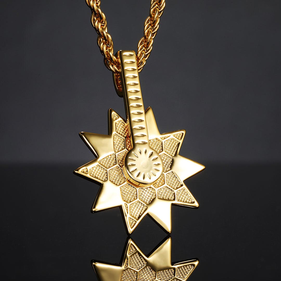 Iced Rotating Starfish Pendant in Gold FREE Chain Included