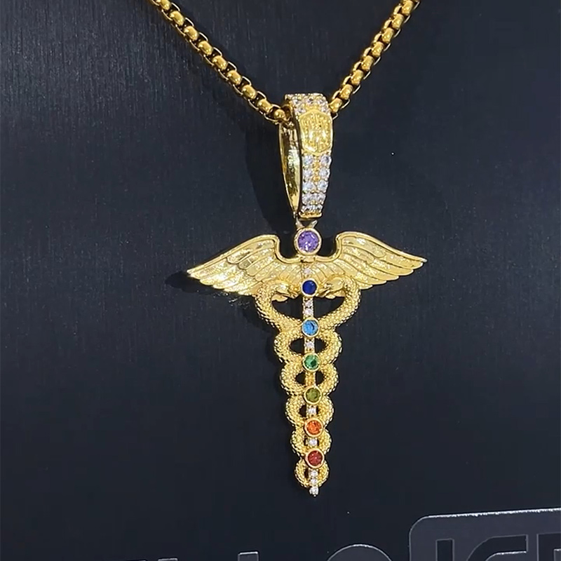 The Staff of Hermes Pendant in Gold