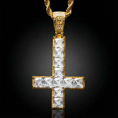 Upside Down Cross Pendant in Gold