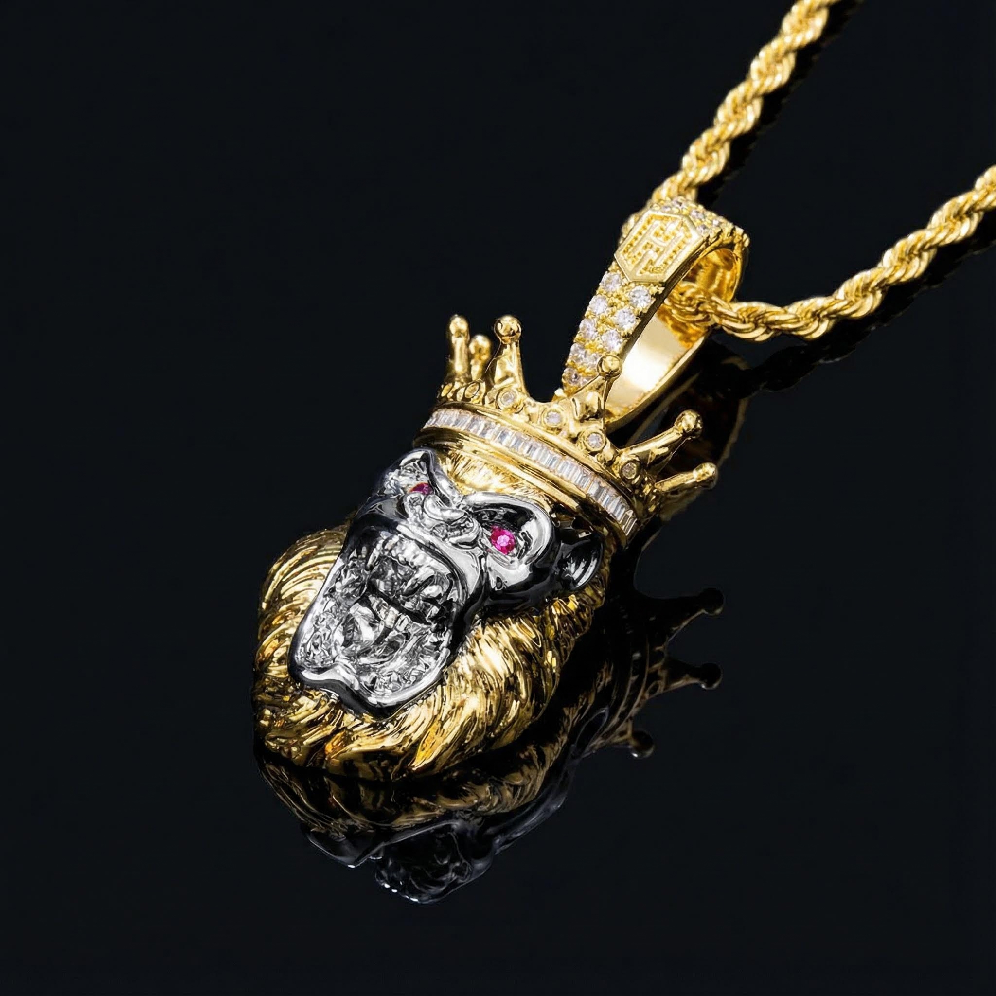 Iced Roaring King Crown Gorilla Pendant Iced Roaring King Crown Gorilla Pendant
