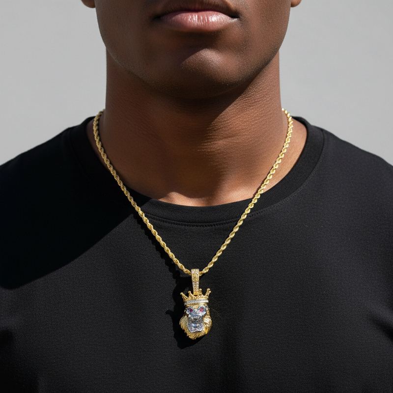 Iced Roaring King Crown Gorilla Pendant Iced Roaring King Crown Gorilla Pendant