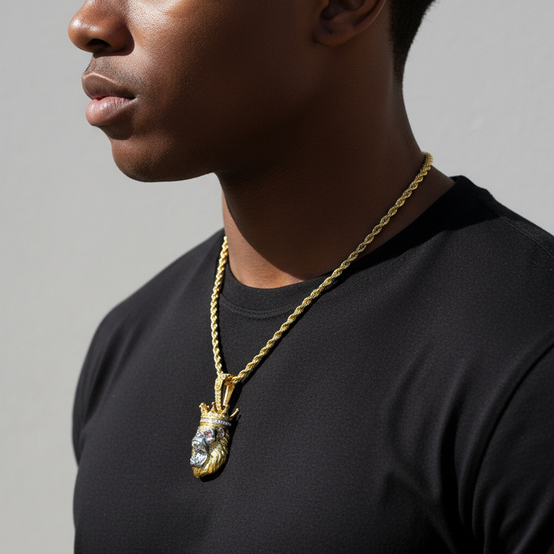 Iced Roaring King Crown Gorilla Pendant Iced Roaring King Crown Gorilla Pendant