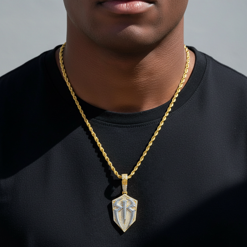 Iced Spider Shield Pendant Iced Spider Shield Pendant