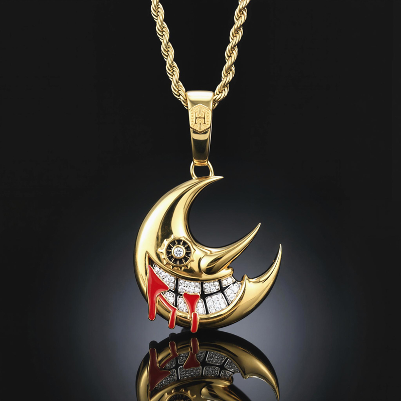 Iced Moon Face Pendant