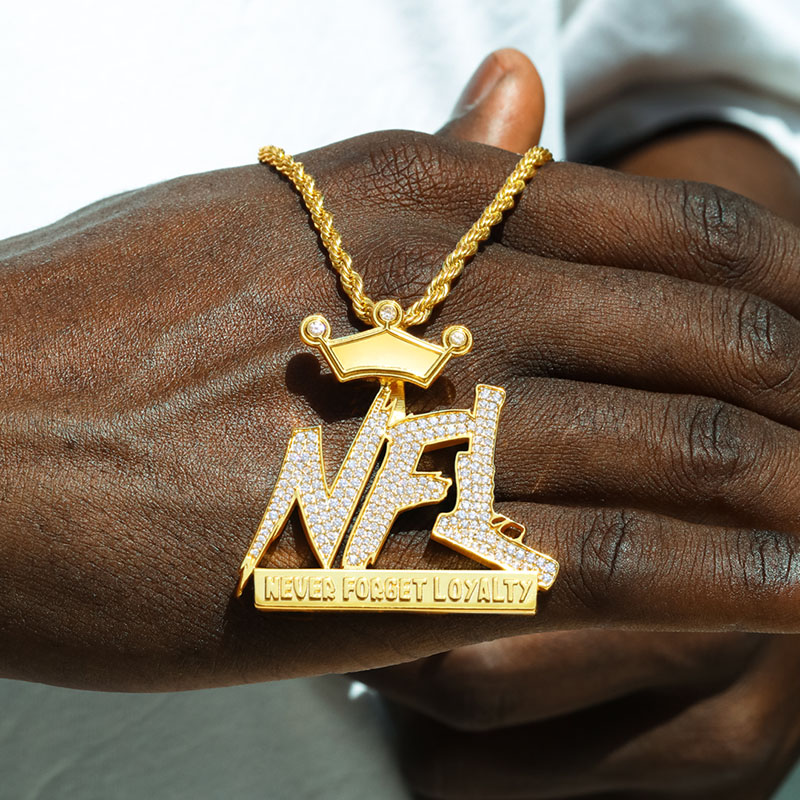  Iced Crown "NFL" Never Forget Loyalty Pendant