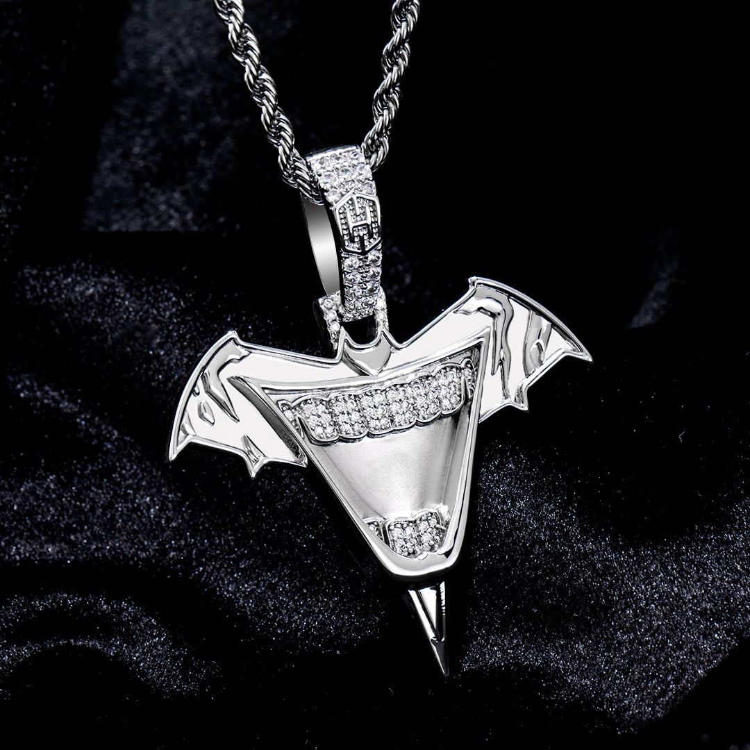Iced Bat Wings and Mouth Pendant