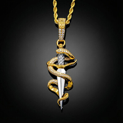 Iced Dagger and snake Pendant