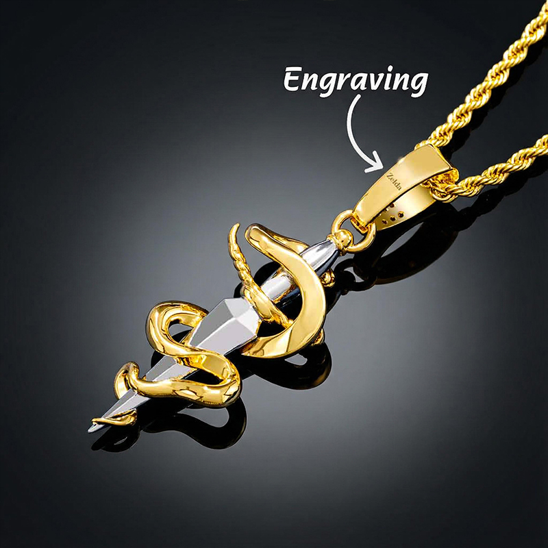 Iced Dagger and snake Pendant