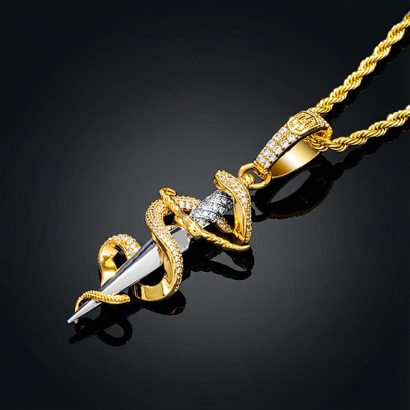 Iced Dagger and snake Pendant
