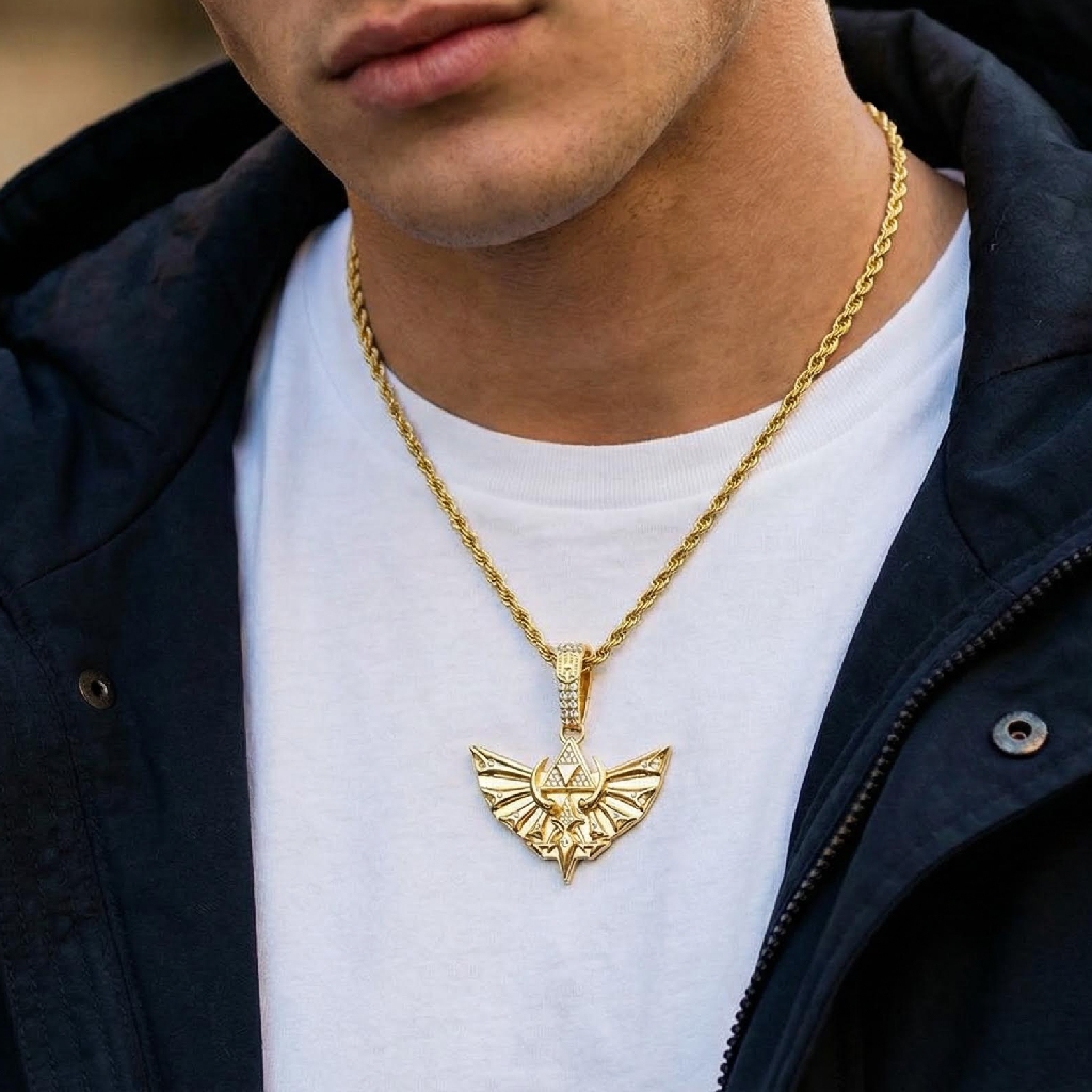 Iced Triangle Sacred Hawk Pendant Iced Triangle Sacred Hawk Pendant