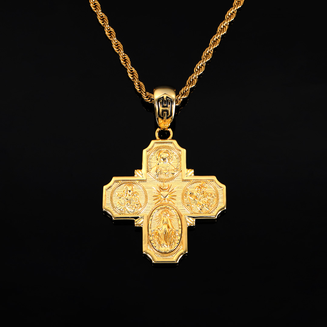 Four Way Medals Cross Pendant