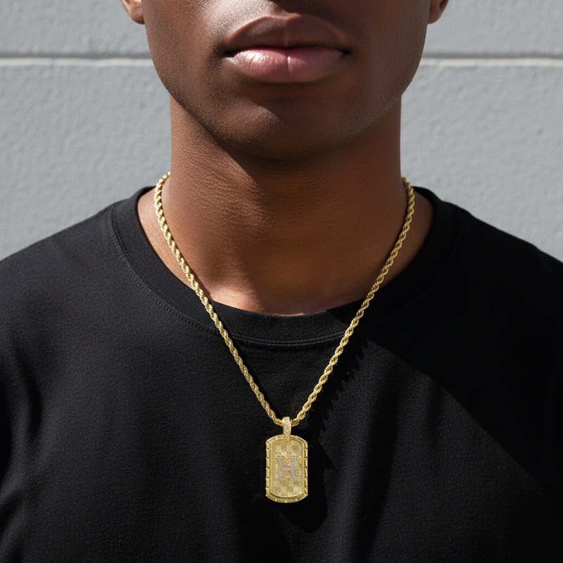 Iced A-Z Initial Letter Pendant in Gold Iced A-Z Initial Letter Pendant in Gold