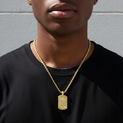 Iced A-Z Initial Letter Pendant in Gold