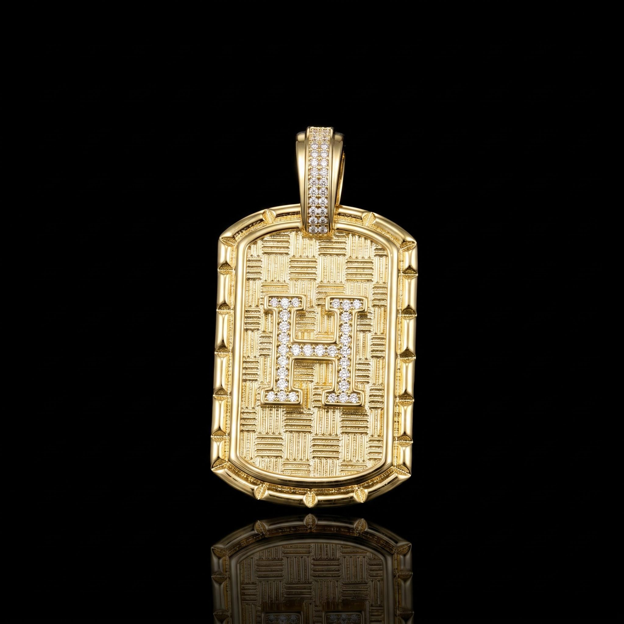 Iced A-Z Initial Letter Pendant in Gold