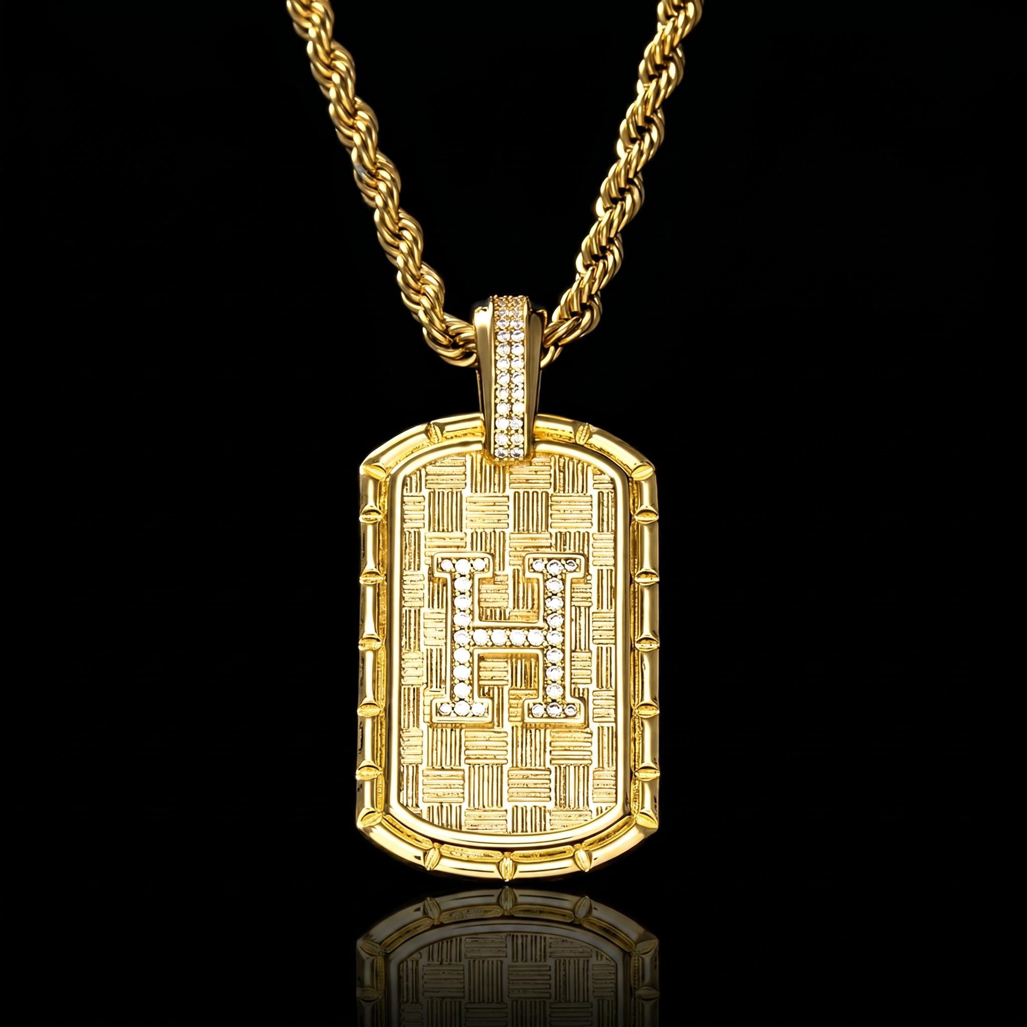 Iced A-Z Initial Letter Pendant in Gold